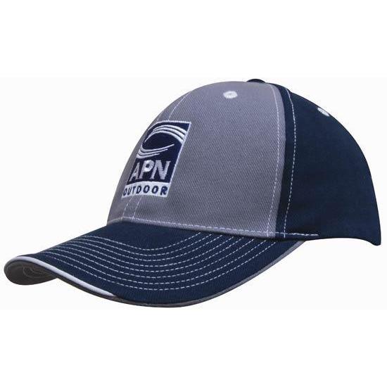 Custom Logo Headwear Canada Brushed Heavy Cotton Two Tone Cap with Contrasting Stitching and Open Lip Sandwich