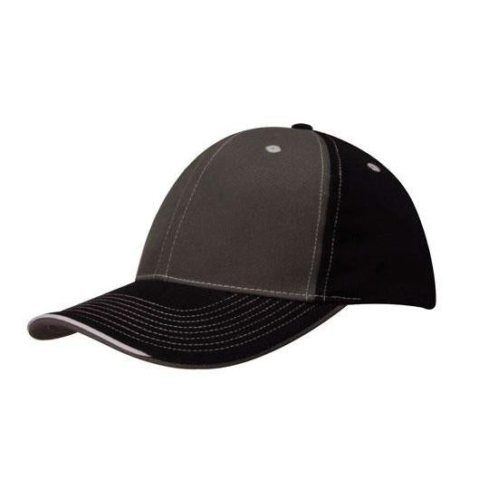 Custom Logo Headwear Canada Brushed Heavy Cotton Two Tone Cap with Contrasting Stitching and Open Lip Sandwich