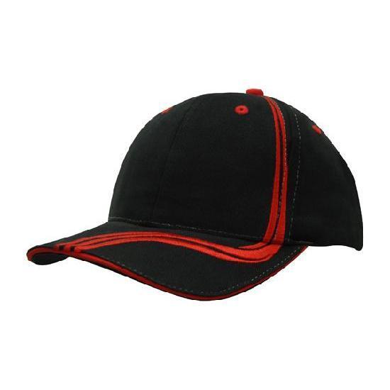 Custom Logo Headwear Canada Brushed Heavy Cotton with Waving Stripes on Crown & Peak