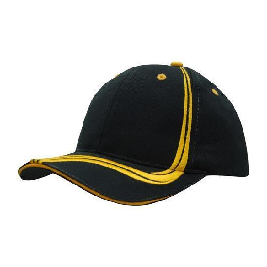 Custom Logo Headwear Canada Brushed Heavy Cotton with Waving Stripes on Crown & Peak