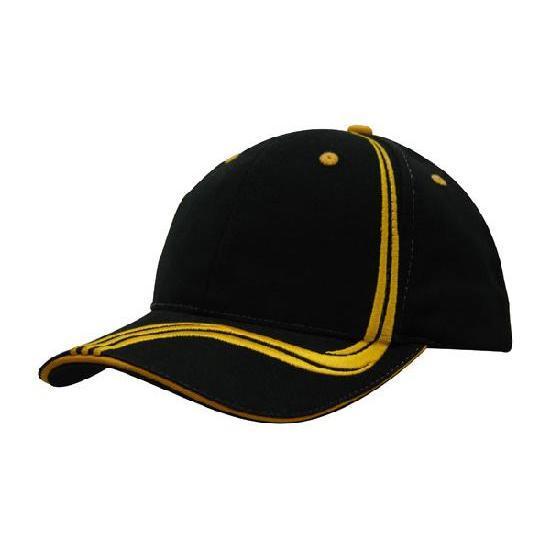 Custom Logo Headwear Canada Brushed Heavy Cotton with Waving Stripes on Crown & Peak