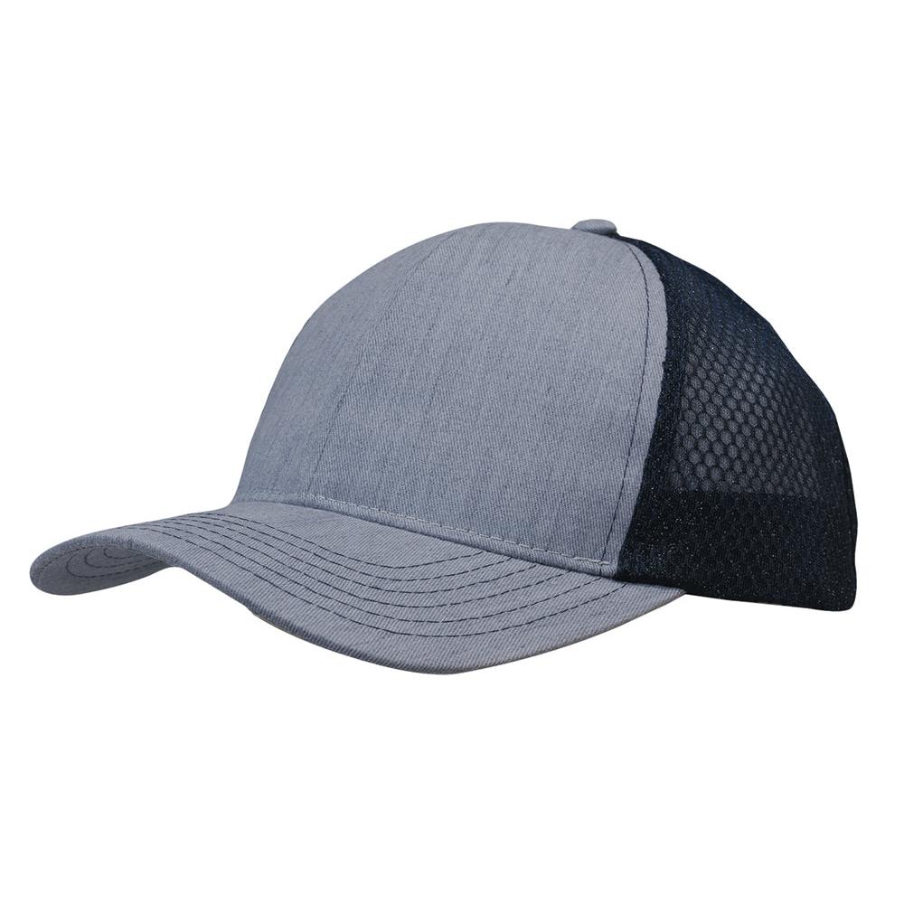 Custom Logo Headwear Canada Light Brushed Poly Cotton Marle with honeycomb mesh