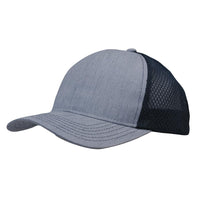 Custom Logo Headwear Canada Light Brushed Poly Cotton Marle with honeycomb mesh
