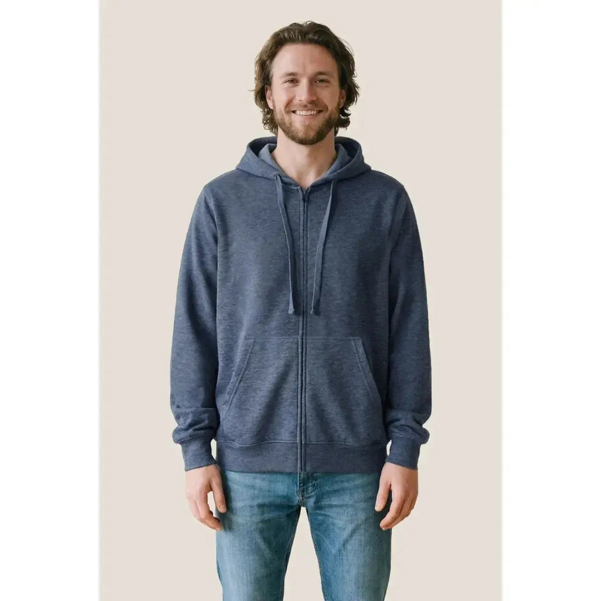 Custom Logo Initial Lightweight Full-Zip Hooded Sweatshirt