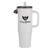 Custom Logo Kentia SS Travel Mug w/Silicone Straw & Charm Holder - 30oz