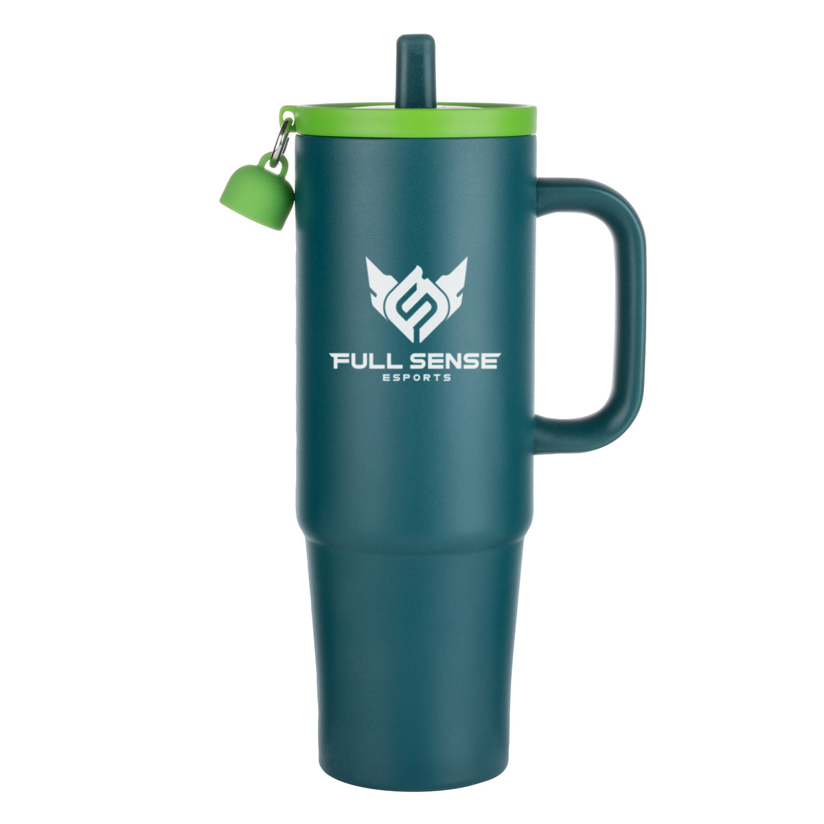 Custom Logo Kentia SS Travel Mug w/Silicone Straw & Charm Holder - 30oz