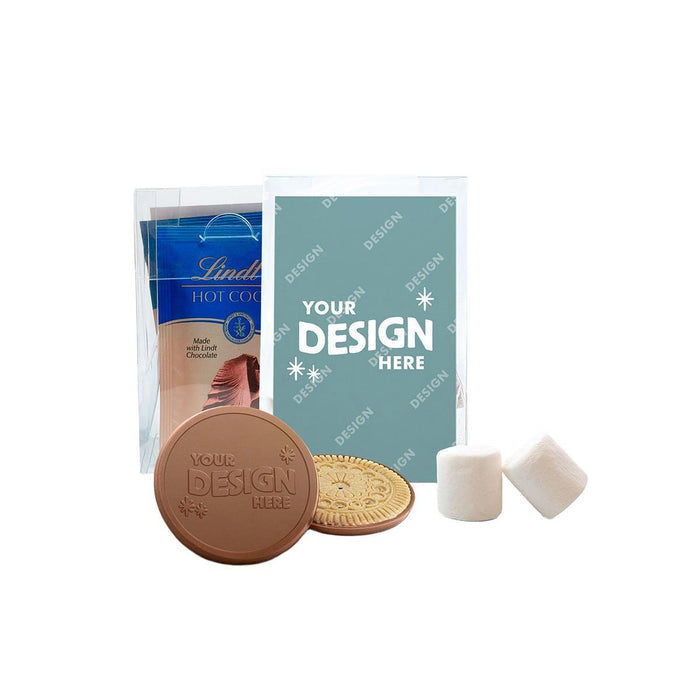 Custom Logo Lindt Moments: Gourmet Hot Cocoa & Cookies Treat Box For Two