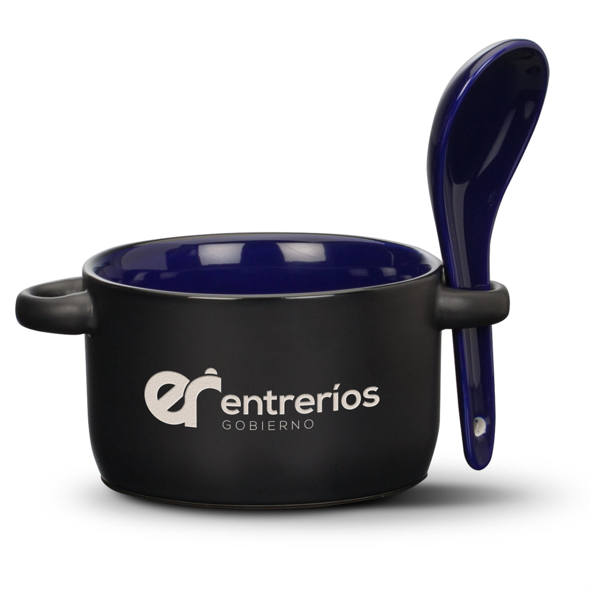 Custom Logo Merritt Soup Mug & Spoon - 12oz - Deep Etch
