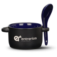 Custom Logo Merritt Soup Mug & Spoon - 12oz - Deep Etch