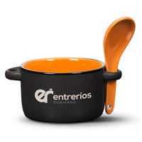 Custom Logo Merritt Soup Mug & Spoon - 12oz - Deep Etch