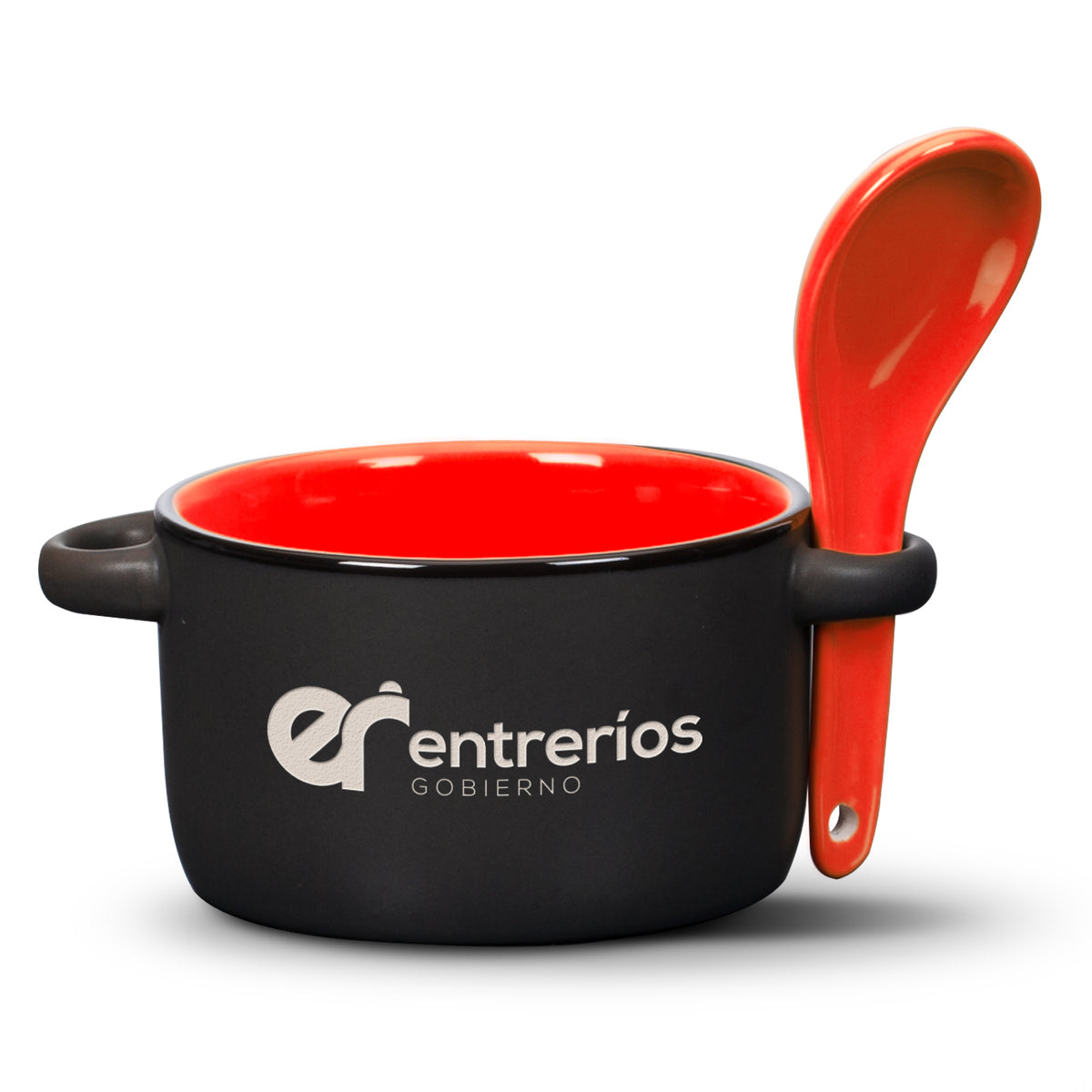 Custom Logo Merritt Soup Mug & Spoon - 12oz - Deep Etch