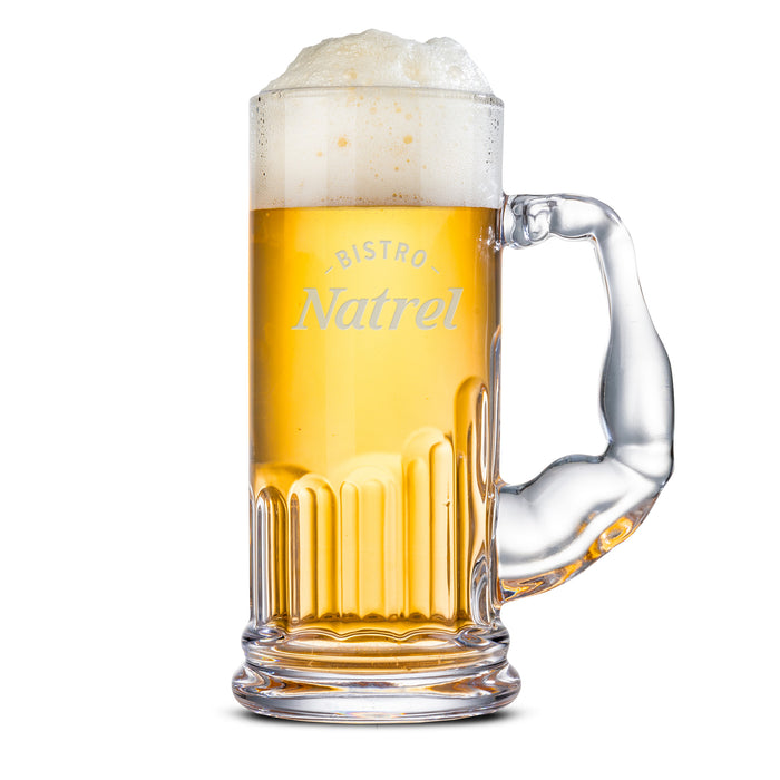Custom Logo Muscle Man Beer Stein - Deep Etch