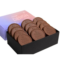 Custom Logo NEW – 12-Piece 2″ Chocolate Mini Sugar Cookie Gift Set – Luxury Packaging