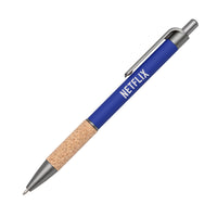 Custom Logo Otto Aluminum Pen w/Cork Grip & Blue Refill