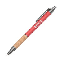 Custom Logo Otto Aluminum Pen w/Cork Grip & Blue Refill