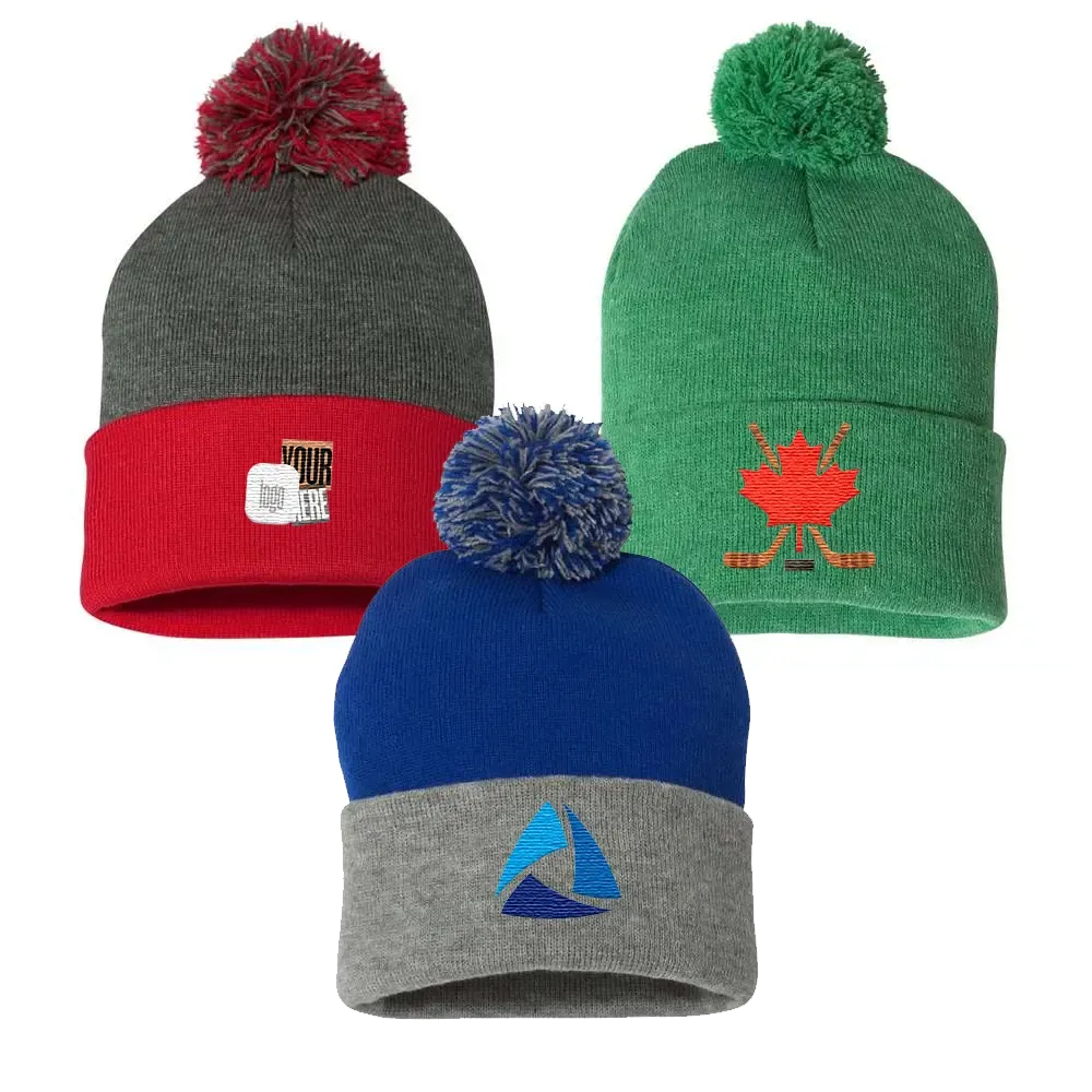Custom Logo Pom-Pom Cuffed Beanie Toque