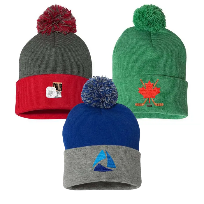 Custom Logo Pom-Pom Cuffed Beanie Toque