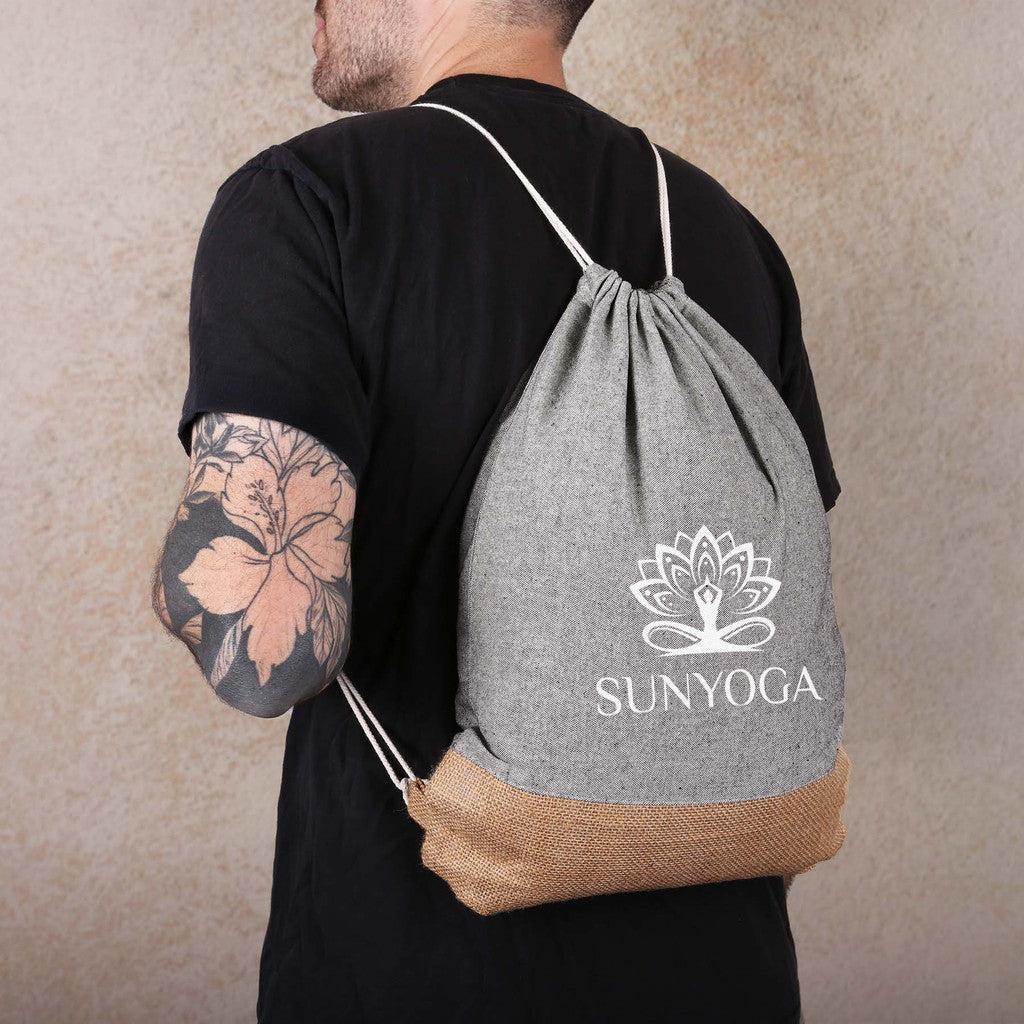 Custom Logo Quetico 10 Oz Cotton & Jute Drawstring Bag