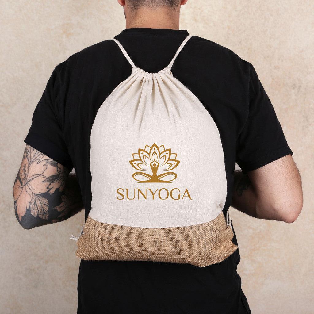 Custom Logo Quetico 10 Oz Cotton & Jute Drawstring Bag