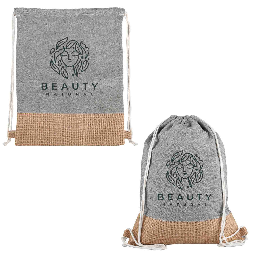 Custom Logo Quetico 10 Oz Cotton & Jute Drawstring Bag