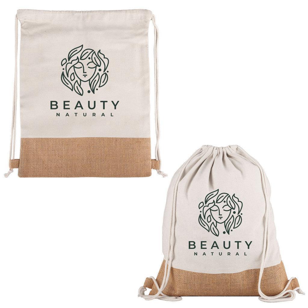 Custom Logo Quetico 10 Oz Cotton & Jute Drawstring Bag