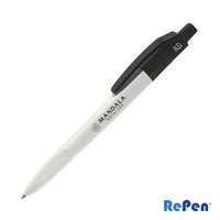 Custom Logo RePen® Squared White w/Translucent Clicker rPET Pen