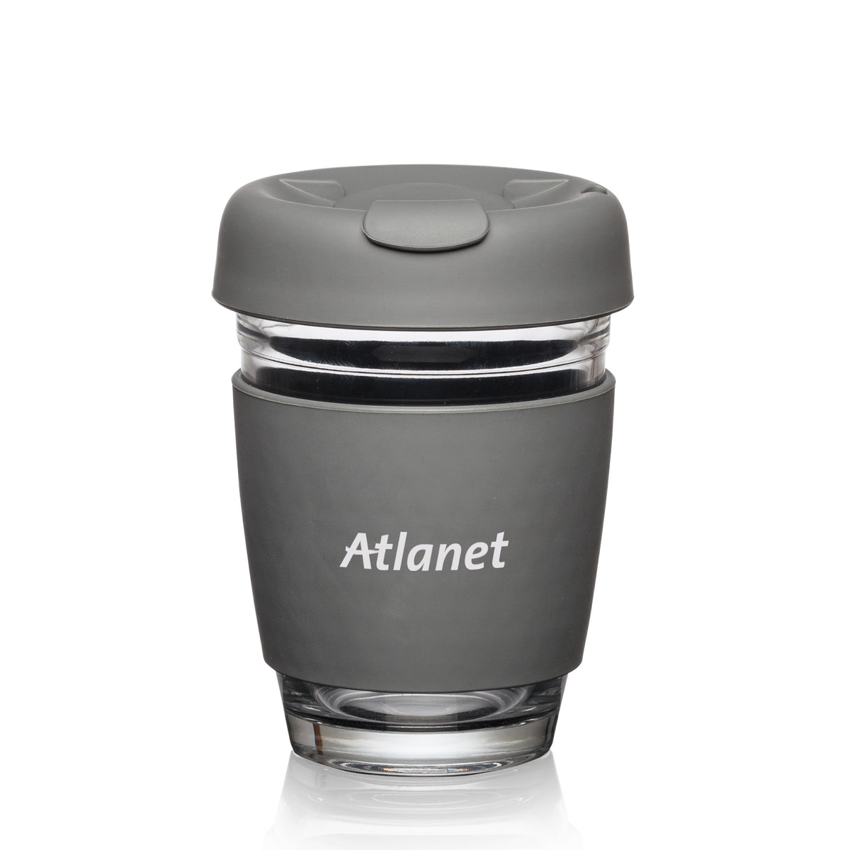 Custom Logo Retiro Borosilicate Glass Tumbler w/Silicone Lid - 8oz
