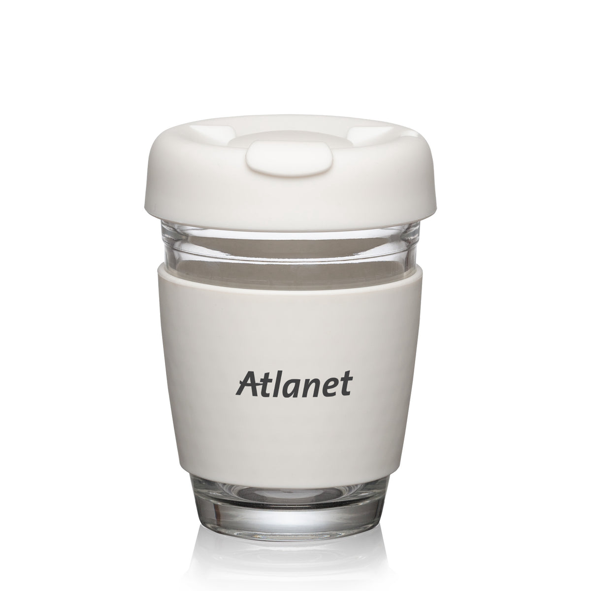 Custom Logo Retiro Borosilicate Glass Tumbler w/Silicone Lid - 8oz