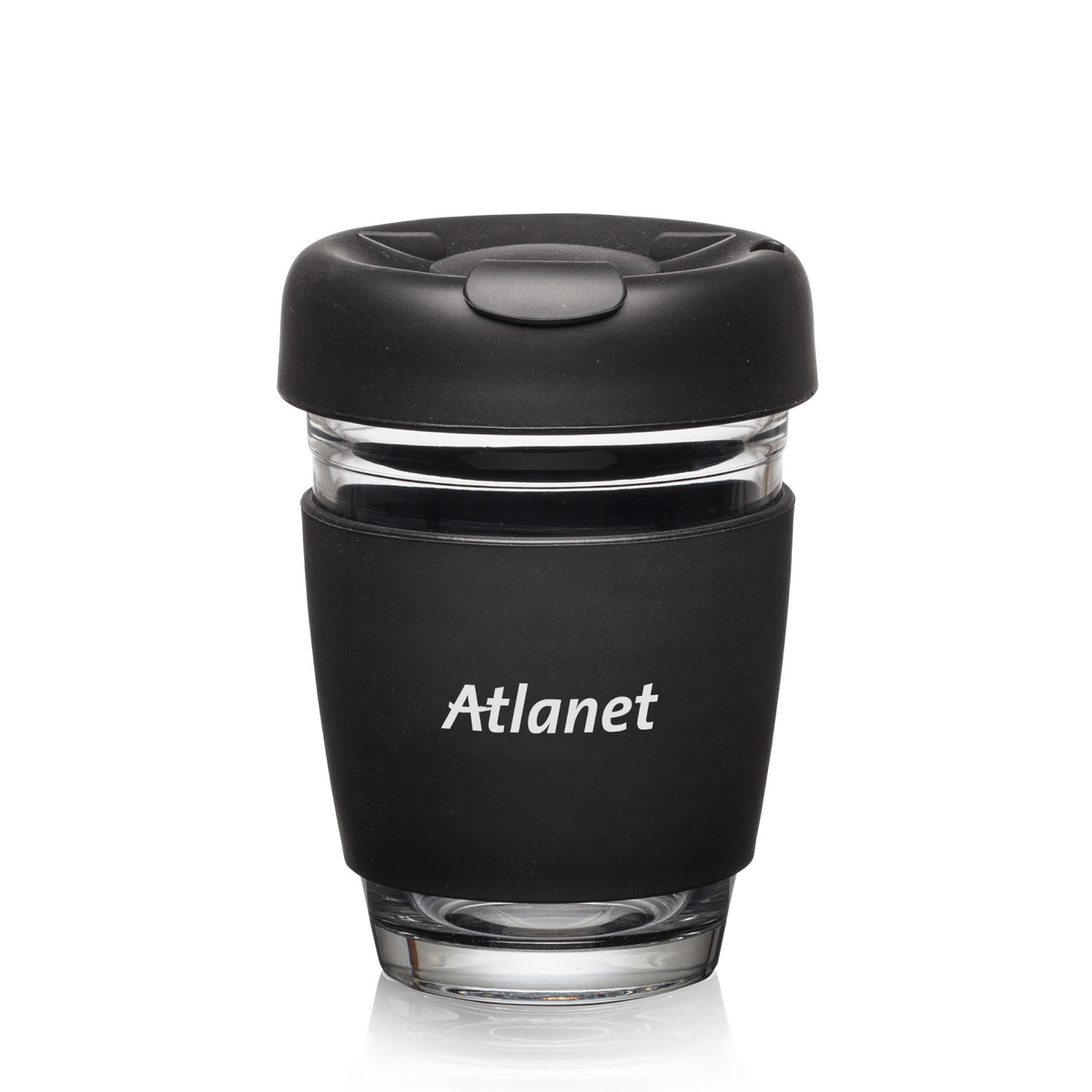 Custom Logo Retiro Borosilicate Glass Tumbler w/Silicone Lid - 8oz