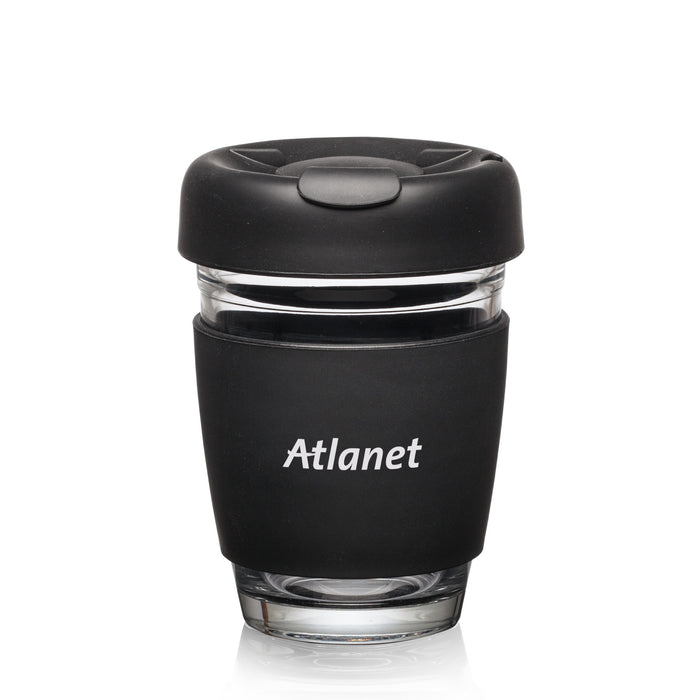 Custom Logo Retiro Borosilicate Glass Tumbler w/Silicone Lid - 8oz