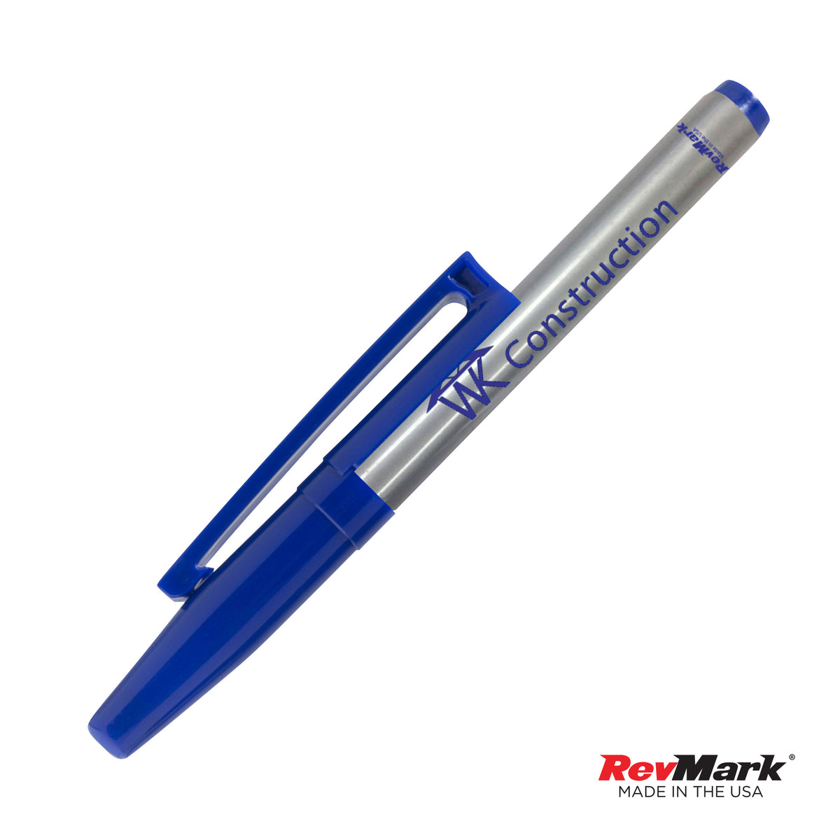 Custom Logo RevMark® Silver Barrel Industrial Permanent Marker w/clip