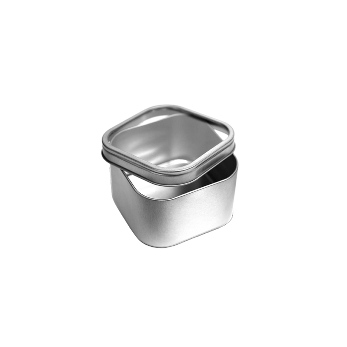 Custom Logo Silver Square Window Tin