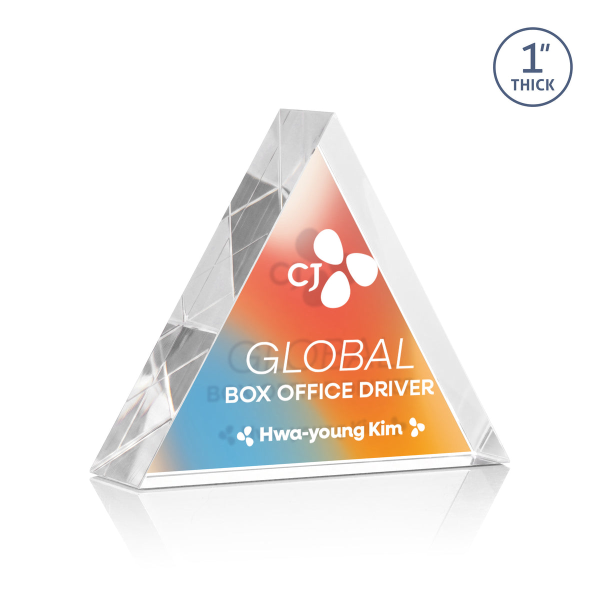 Custom Logo Spartan Triangle VividPrint™ Double Sided Award - Clear