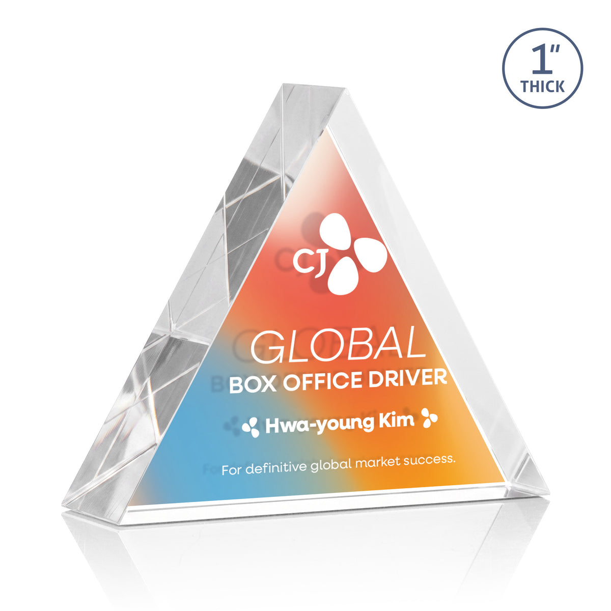 Custom Logo Spartan Triangle VividPrint™ Double Sided Award - Clear