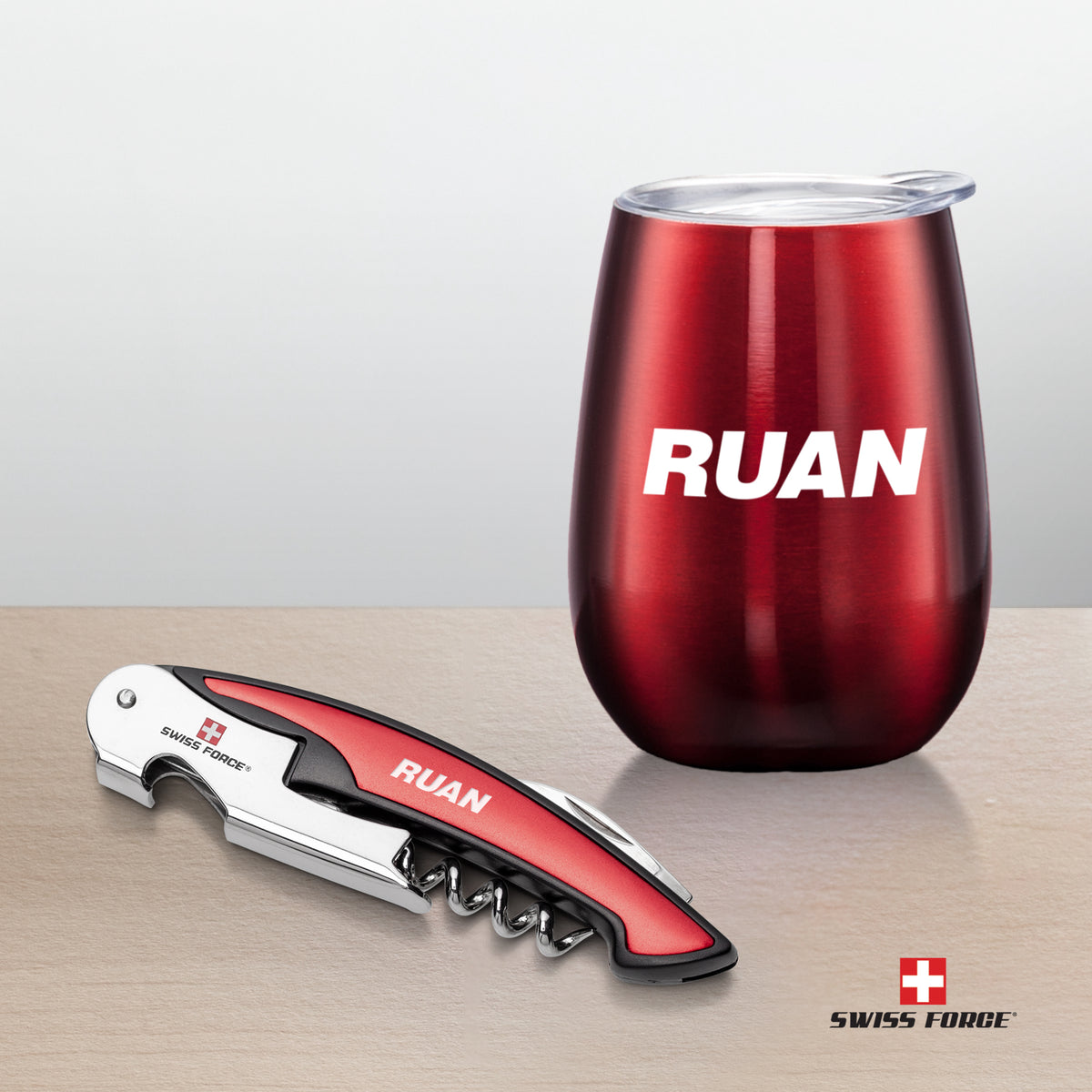 Custom Logo Swiss Force® Rosette Wine Gift Set