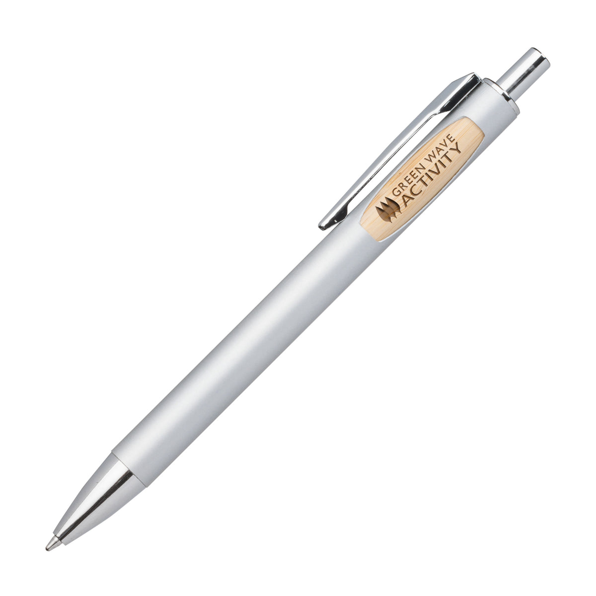 Custom Logo Sylvia Clicker Pen w/Bamboo Accent