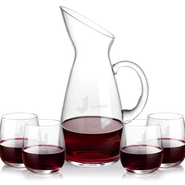 Custom Logo Taroni Carafe & Crestview Stemless Wine
