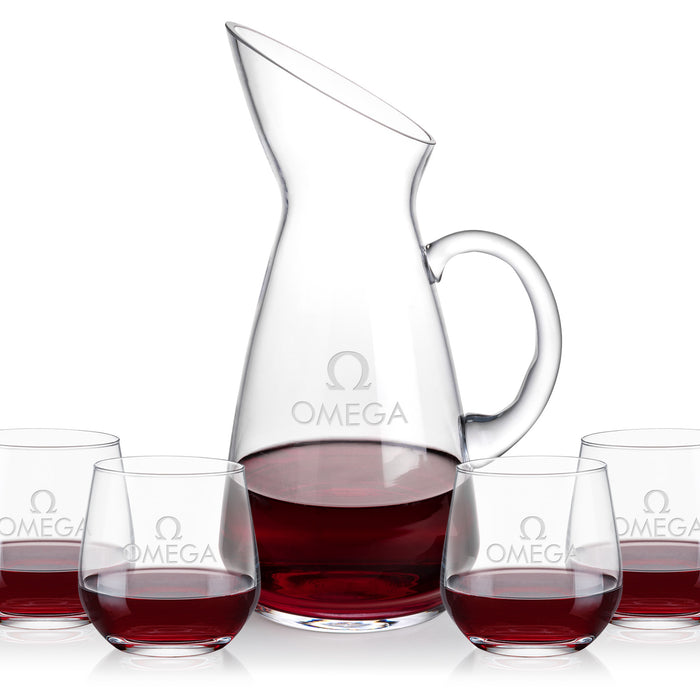 Custom Logo Taroni Carafe & Garland Stemless Wine