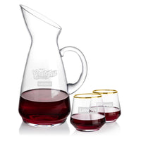 Custom Logo Taroni Carafe & Tucson Gold Stemless Wine