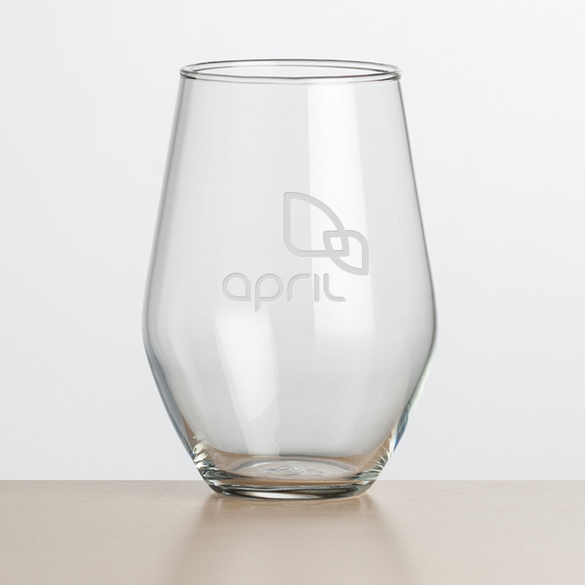 Custom Logo Vale Stemless Wine - Deep Etch