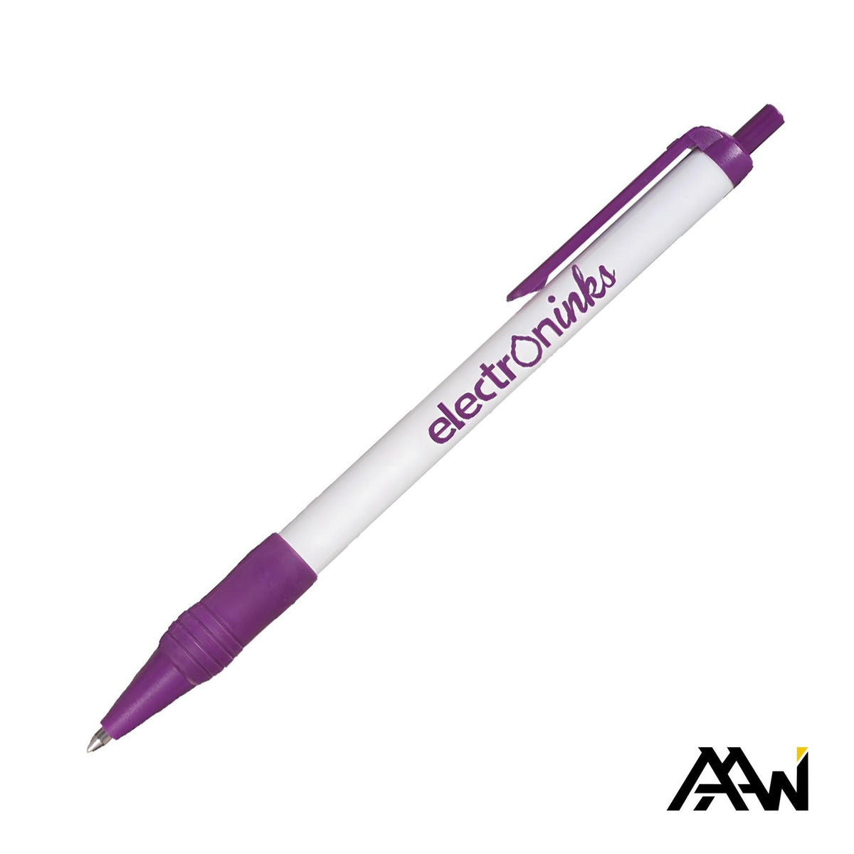 Custom Logo Value Slim Grip Pen w/Glossy Barrel & Matte Colored Trim