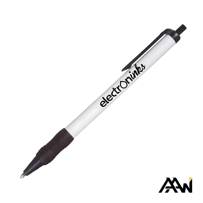Custom Logo Value Slim Grip Pen w/Glossy Barrel & Matte Colored Trim