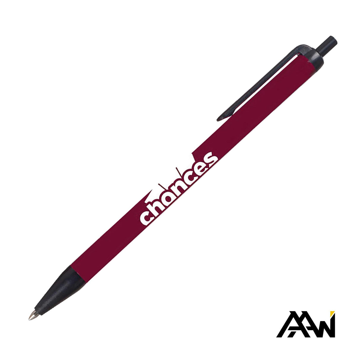 Custom Logo Value Slim Pen w/Glossy Colored Barrel - Matte Black Accent