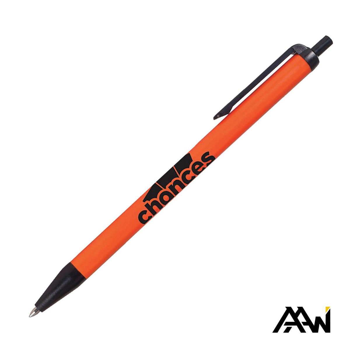 Custom Logo Value Slim Pen w/Glossy Colored Barrel - Matte Black Accent