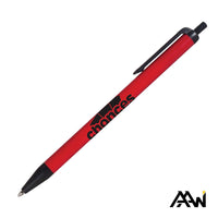 Custom Logo Value Slim Pen w/Glossy Colored Barrel - Matte Black Accent