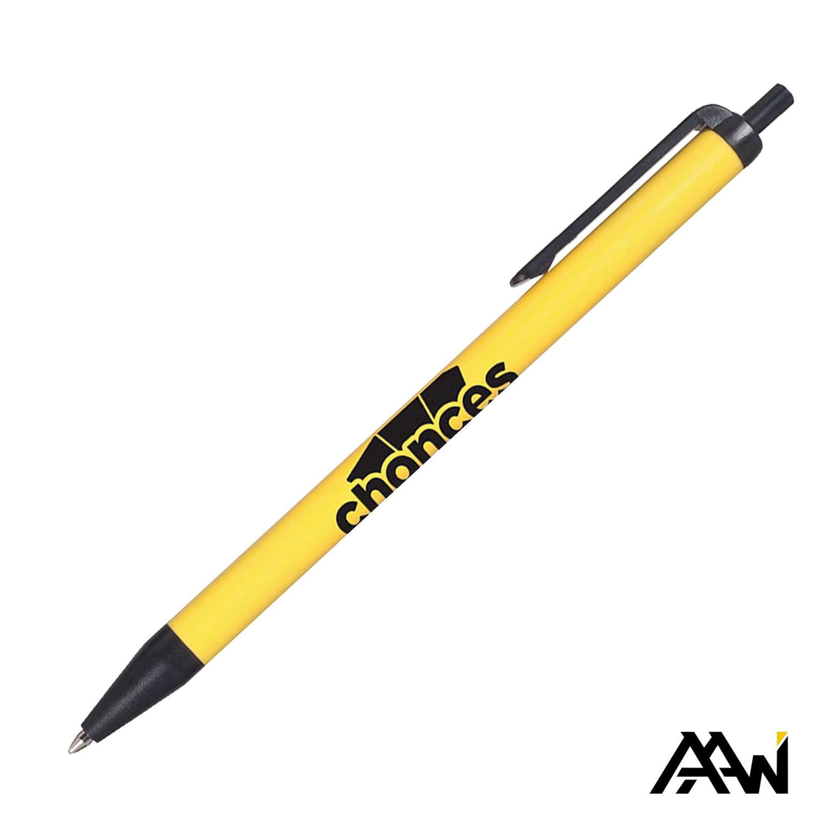 Custom Logo Value Slim Pen w/Glossy Colored Barrel - Matte Black Accent