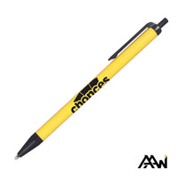 Custom Logo Value Slim Pen w/Glossy Colored Barrel - Matte Black Accent