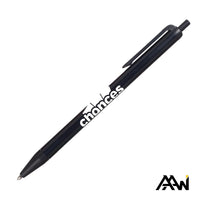 Custom Logo Value Slim Pen w/Glossy Colored Barrel - Matte Black Accent