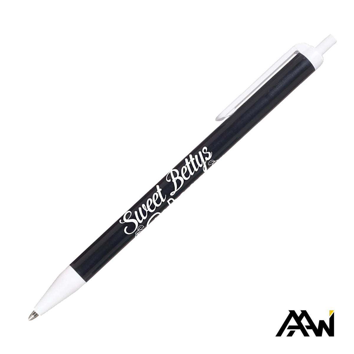Custom Logo Value Slim Pen w/Glossy Colored Barrel - Matte White Accent