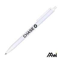 Custom Logo Value Slim Pen w/Glossy White Barrel - Matte Colored Accent